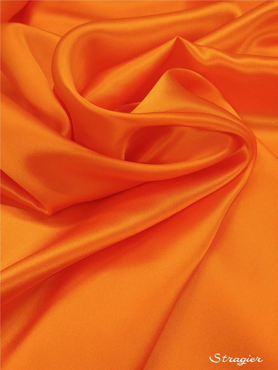 Silk Satin Crepe - Plain - Tangerine