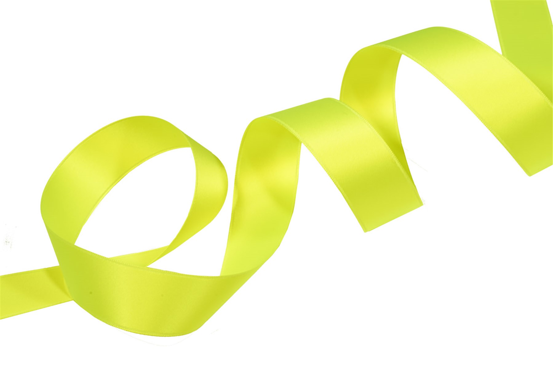 Double Face Satin Ribbon - Plain - 01 Neon Yellow - 25 mm