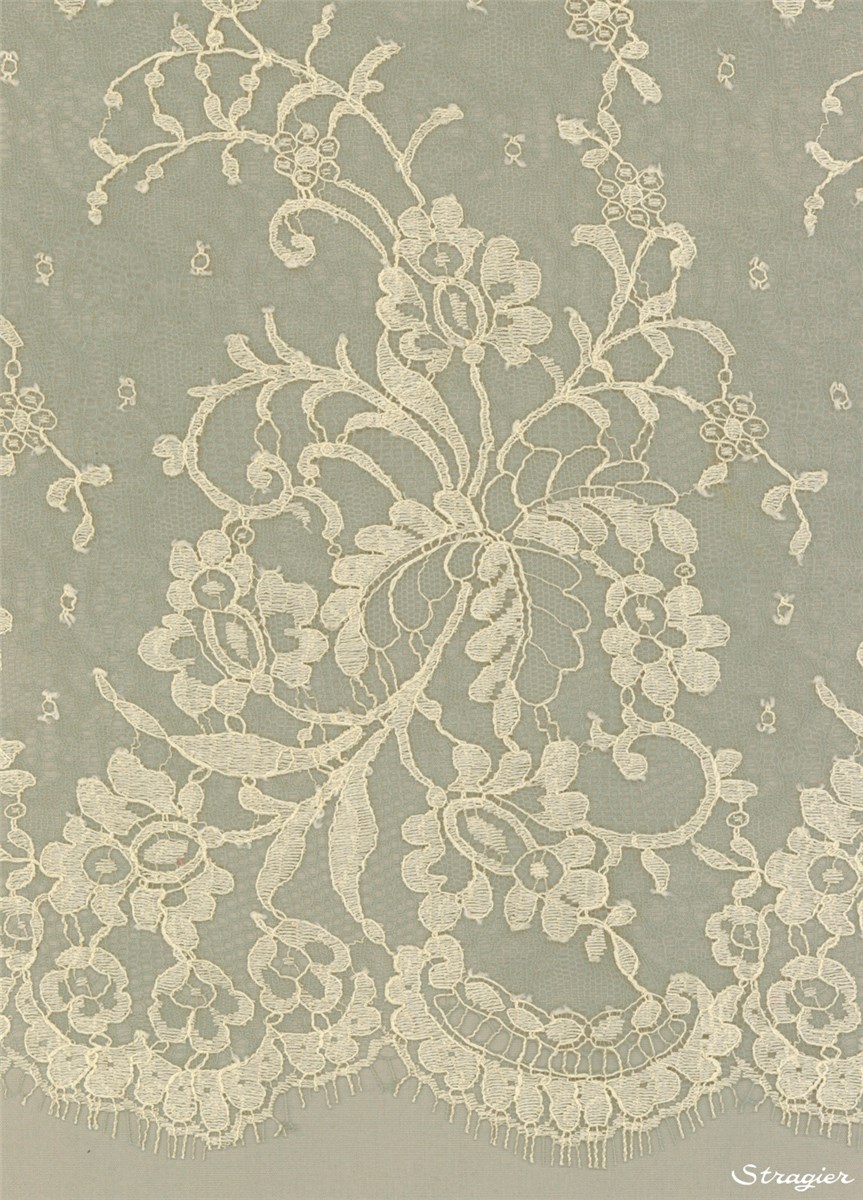 Dentelle de Calais fine - Nestia - Taupe/Parchemin - 90 cm