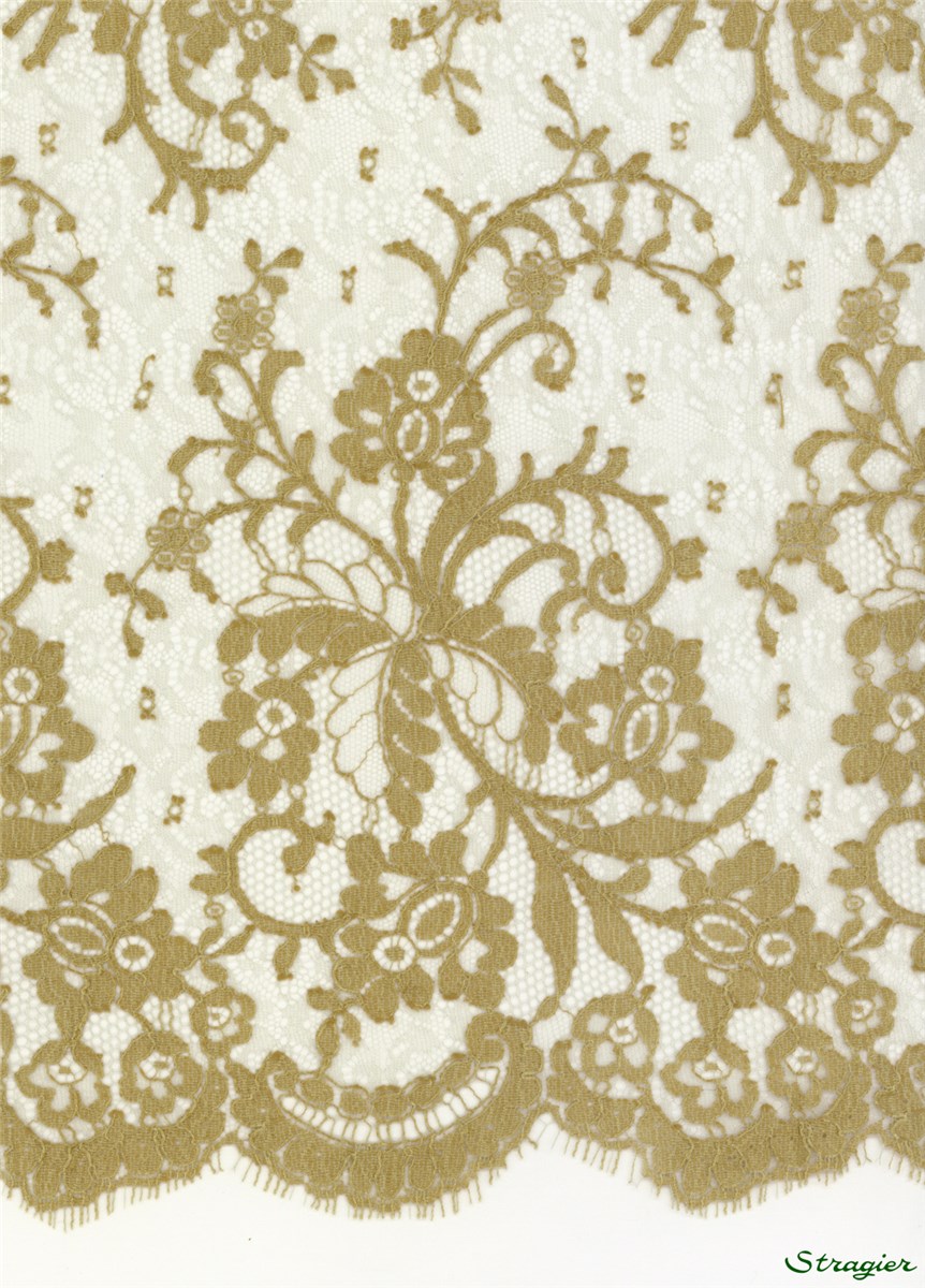 Dentelle de Calais fine - Nestia - Ardoise/Tige - 90 cm