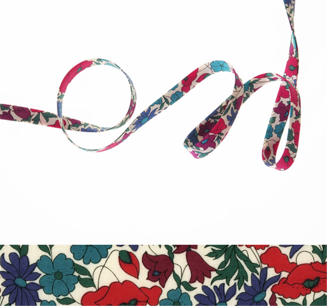Biais Liberty - 4095 Poppy and Daisy - Canard - 10 mm