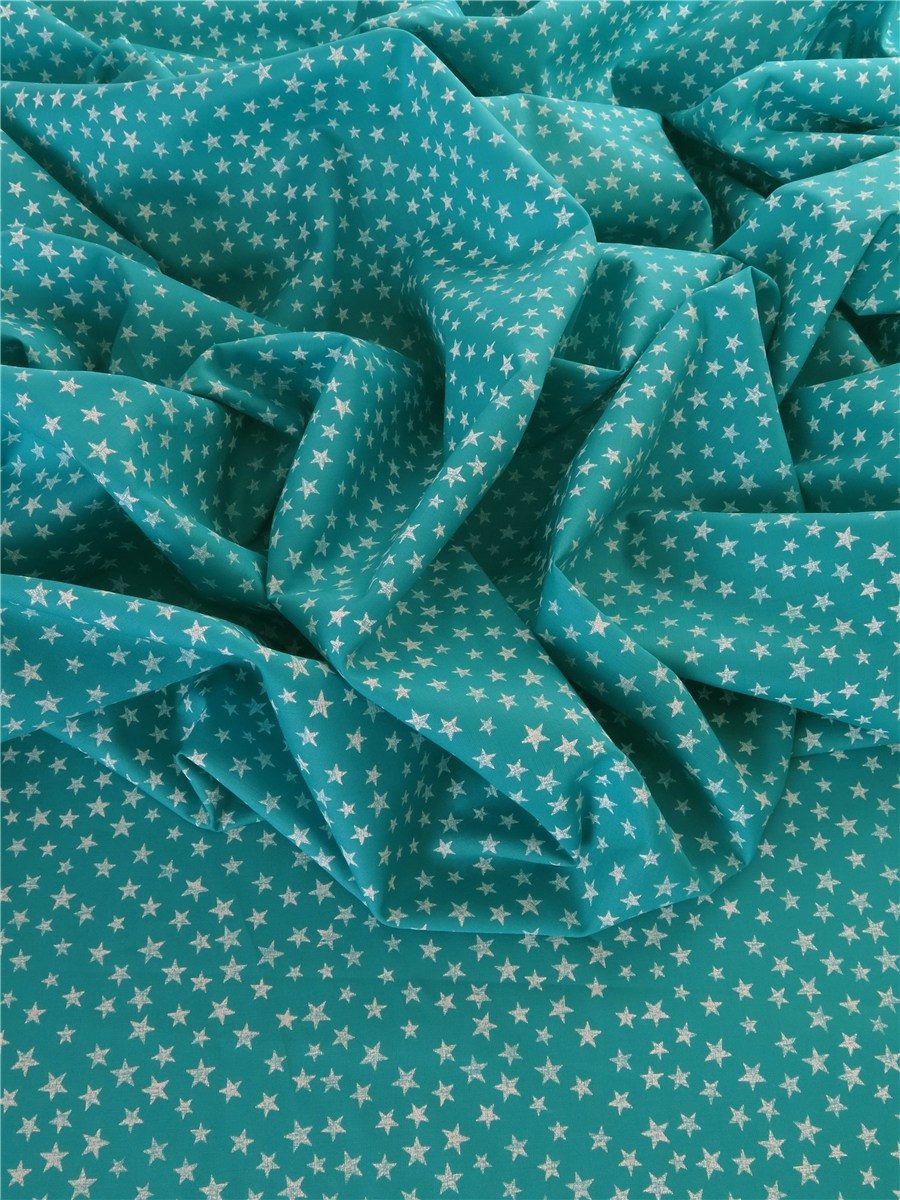 Lawn Batiste - Etoiles - Bleu Paon-Blanc