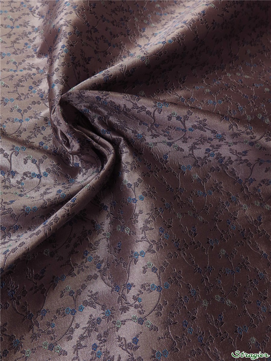 Silk Brocade - Colibri - Bleu Paon-gris rosé