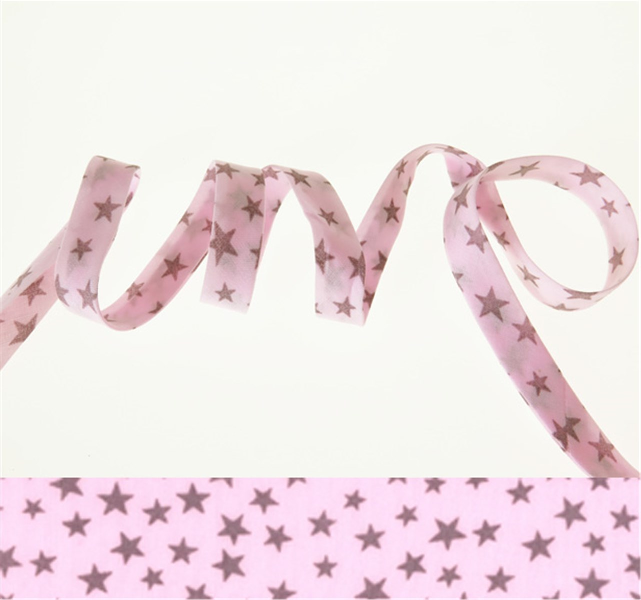 Lawn Bias Binding - Etoiles - Rose-Tourterelle - 10 mm