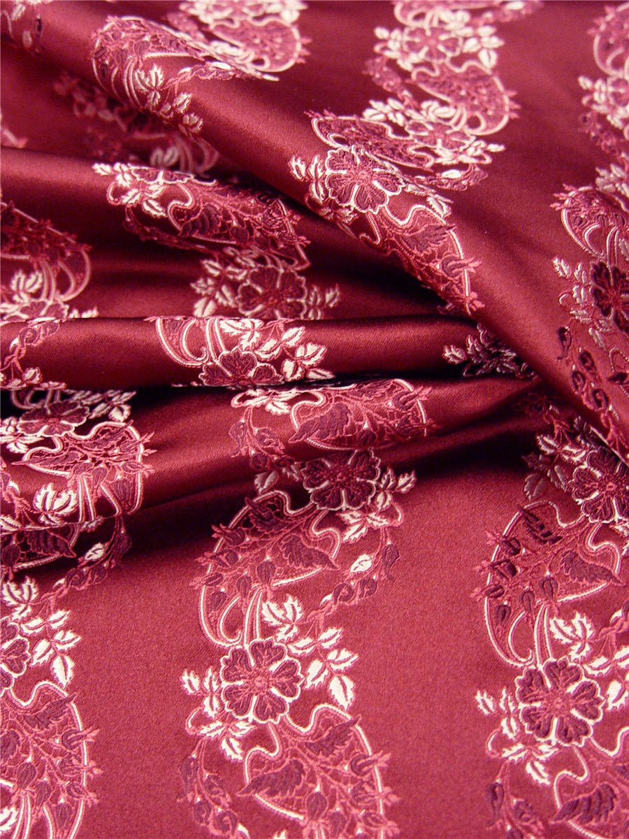 Brocart de Soie - Venise - Bordeaux Fraise 