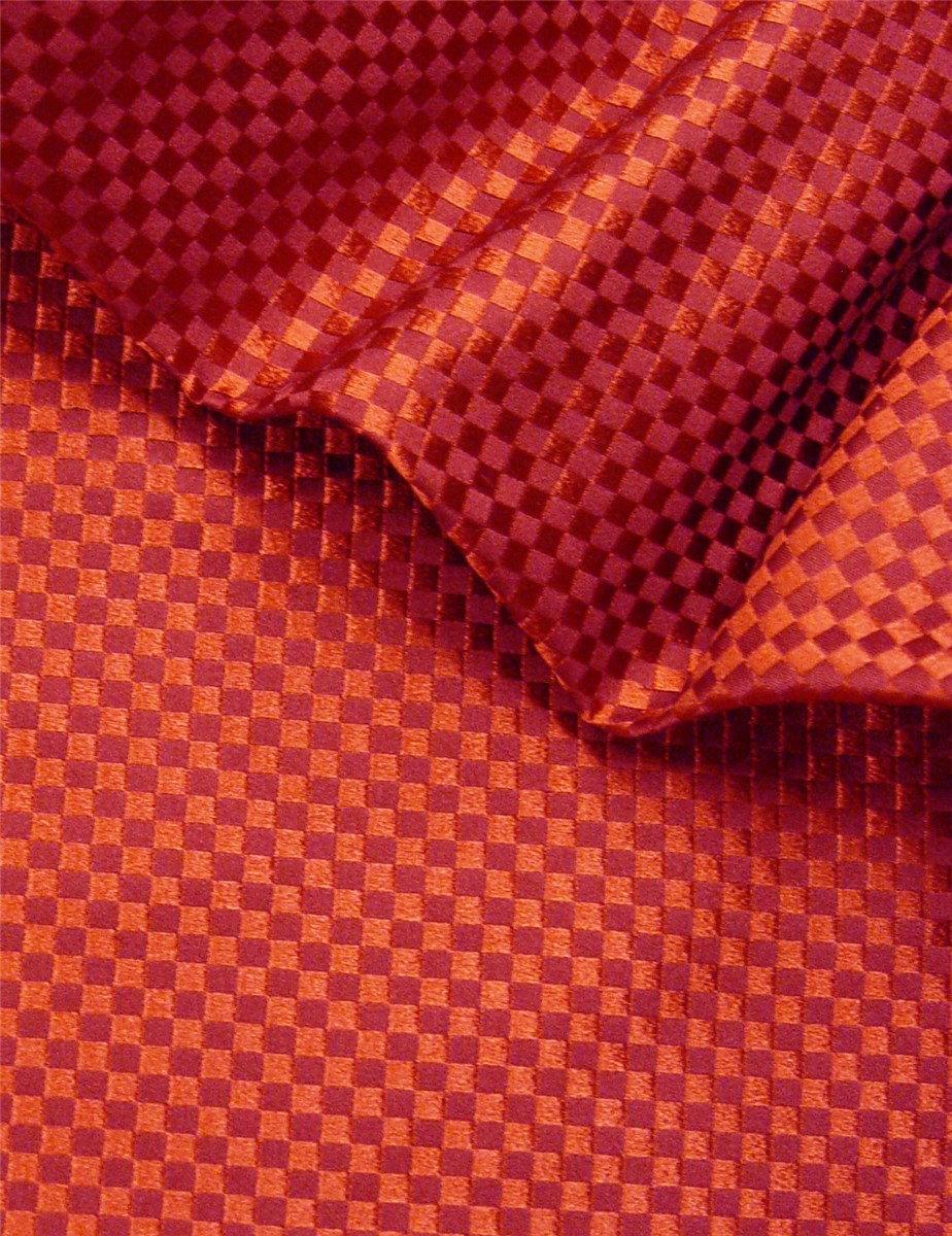 Brocart de Soie - Damier 4mm - Bordeaux cuivré