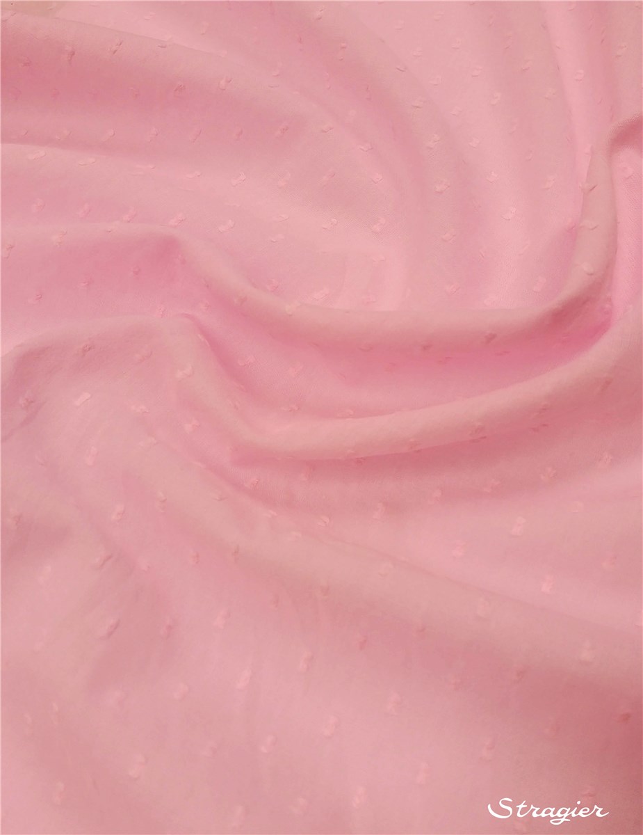 Batiste de Coton Plumetis - uni - Rose Printemps 