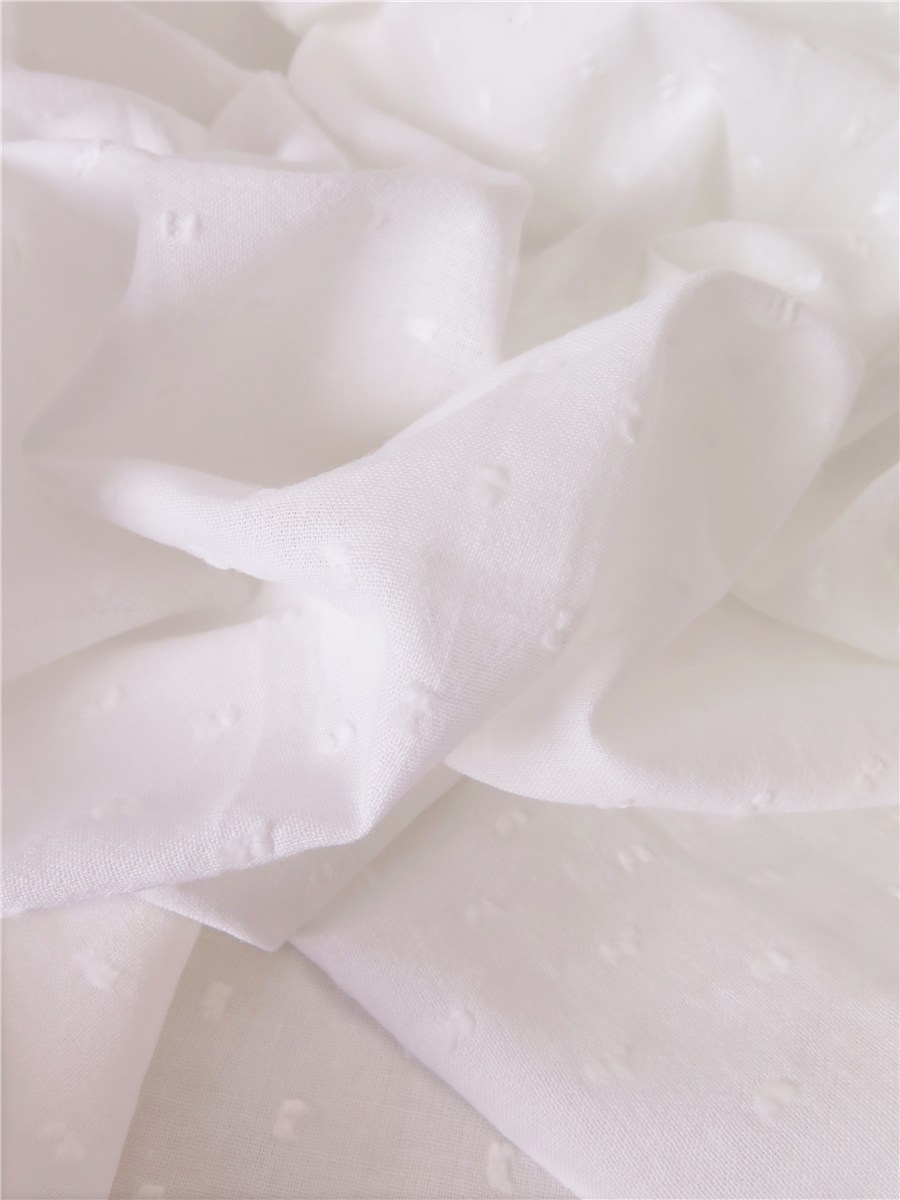 Cotton Batiste - Swiss Dots - Plain - Blanc