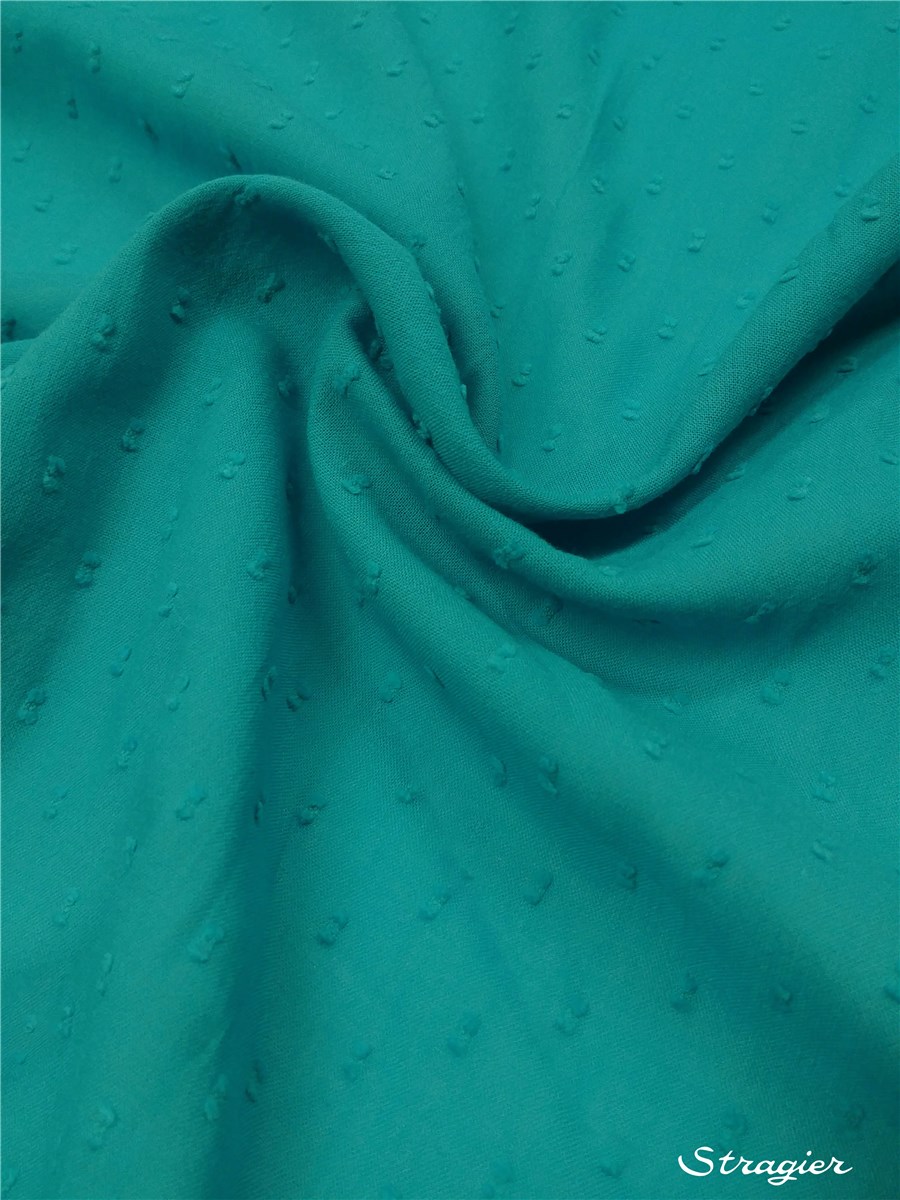 Batiste de Coton Plumetis - uni - Bleu Paon