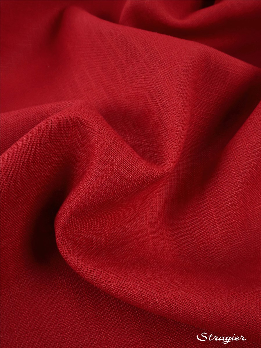 Toile pur Lin - Uni - Cerise