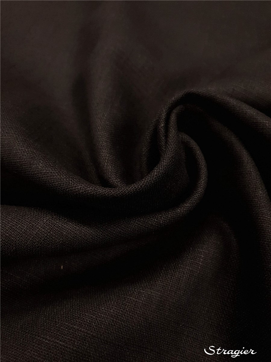 Toile pur Lin - Uni - Noir 