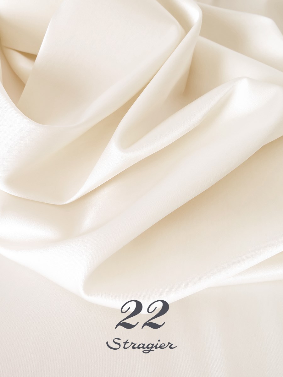 Satin extensible double face - uni - Crème Stragier