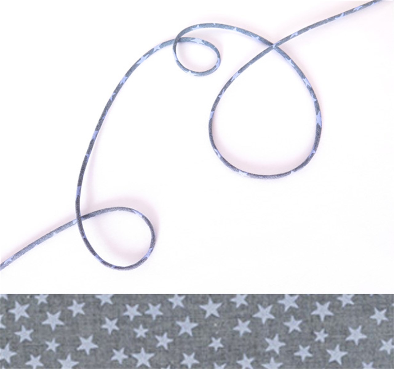 Chambray Cord - Etoiles - Bleu Azur - 4 mm