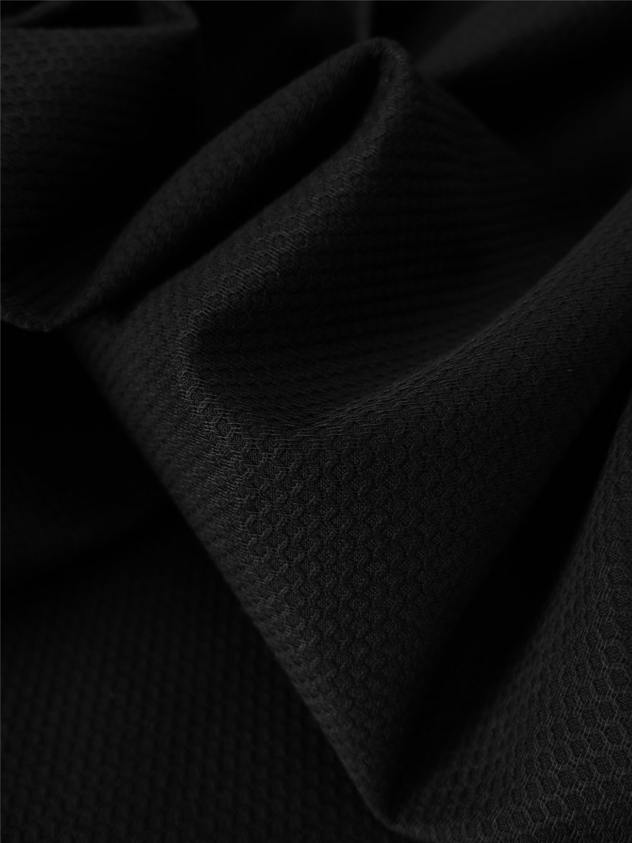 Piqué de Coton nid d'abeille - uni - Noir