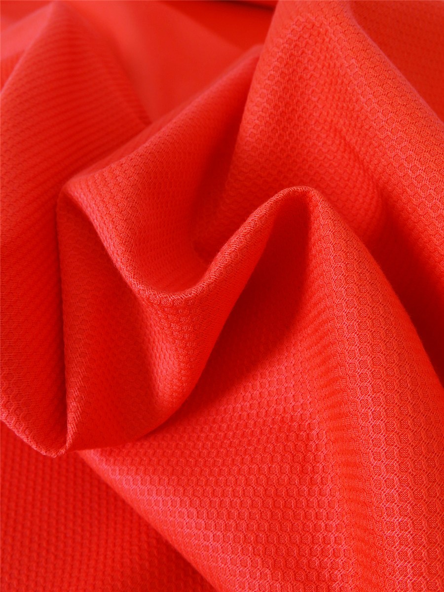 Piqué de Coton nid d'abeille - uni - Rouge Coquelicot 