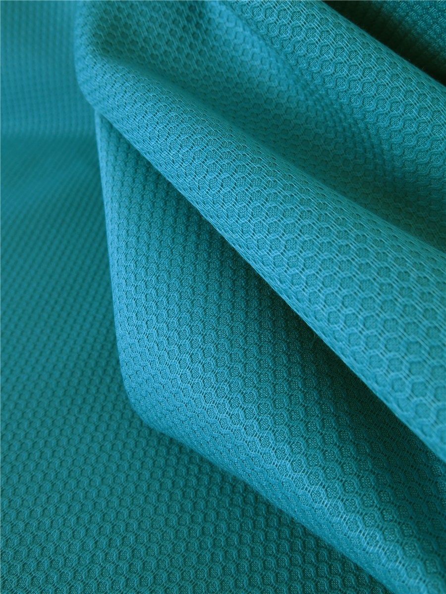 Piqué de Coton nid d'abeille - uni - Bleu Paon