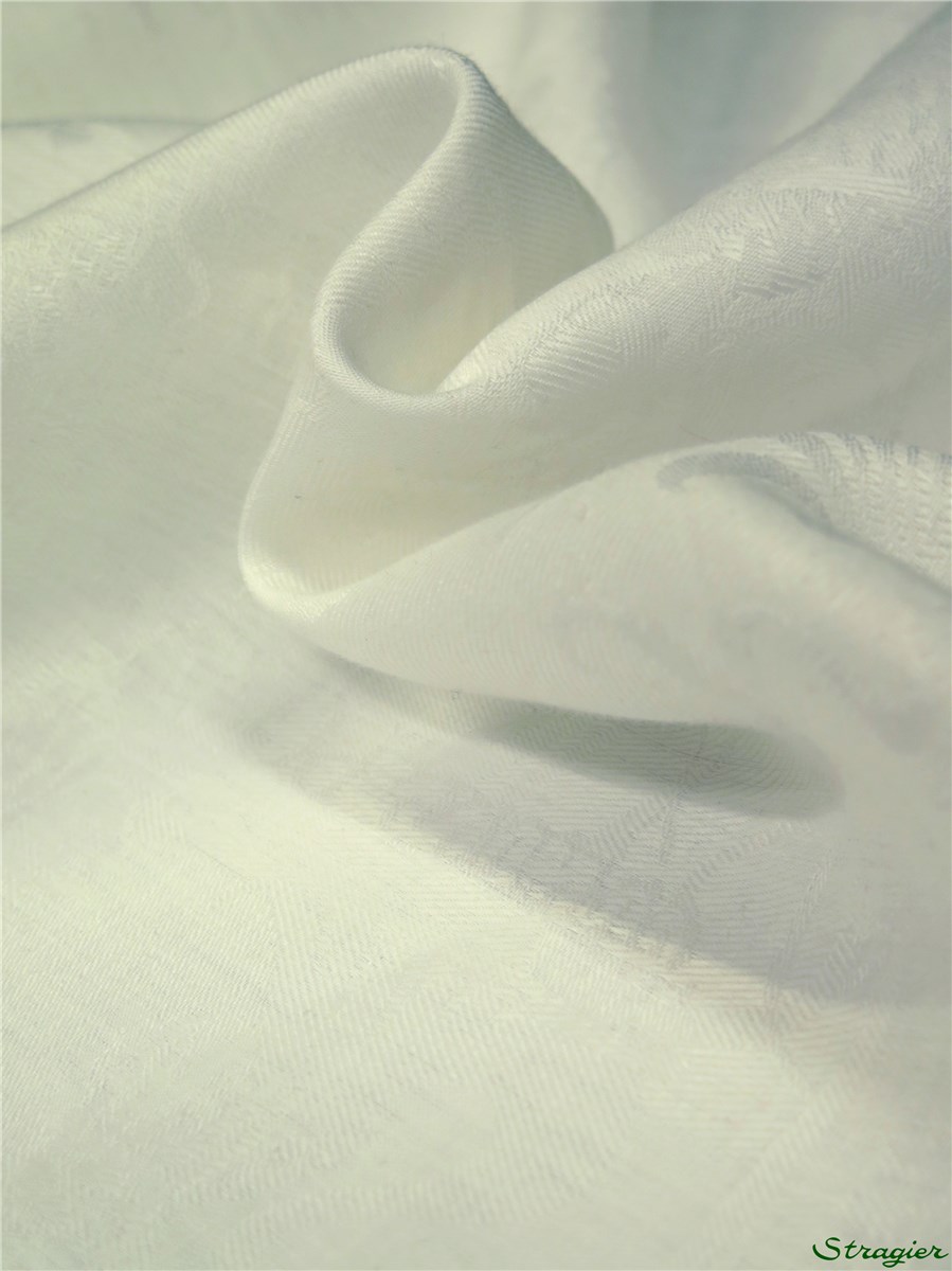 Lin Damassé - longues fibres - Trianon - Blanc - 180 cm