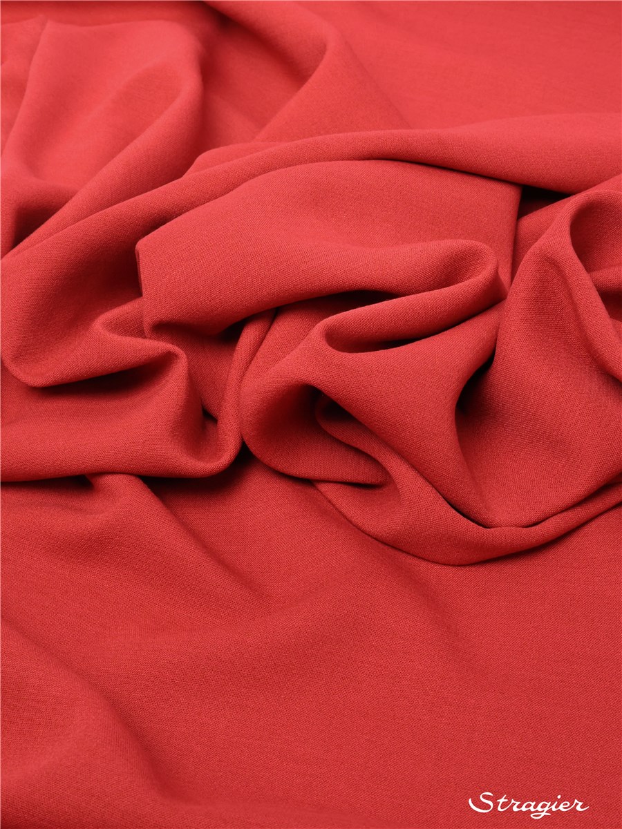 Blended Wool - stretch - Plain - Rouge Corail