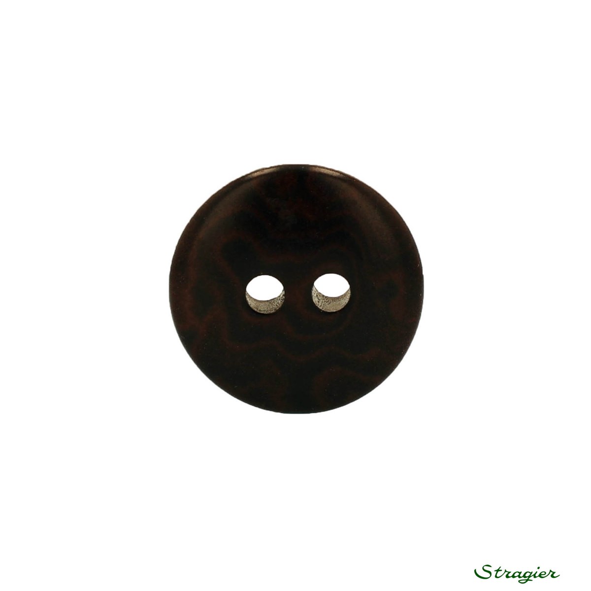 Ivory-Nut Buttons - 2 Trous - Brun Foncé - 15 mm