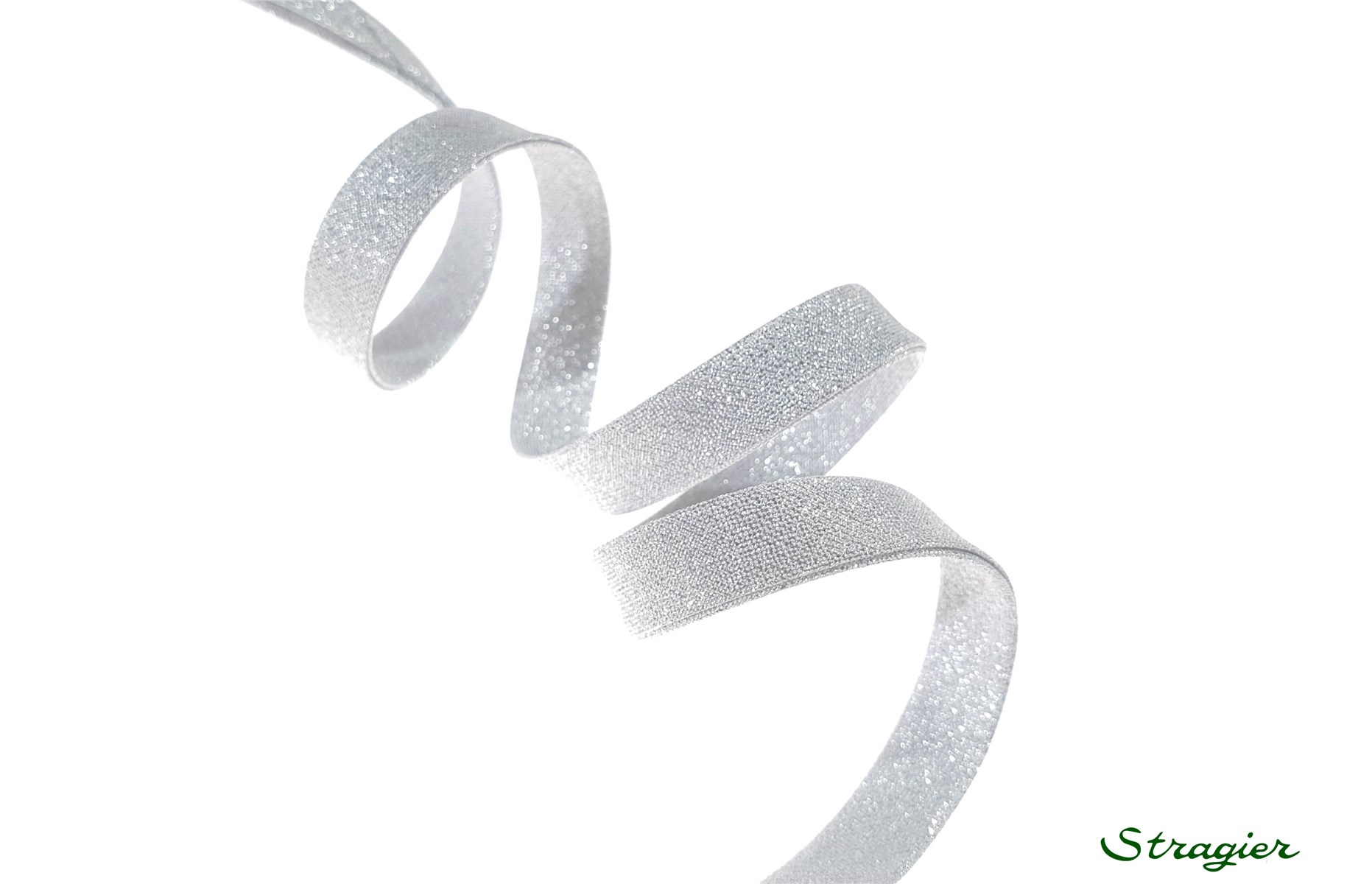 Lurex Bias Binding - Plain - Argent - 10 mm