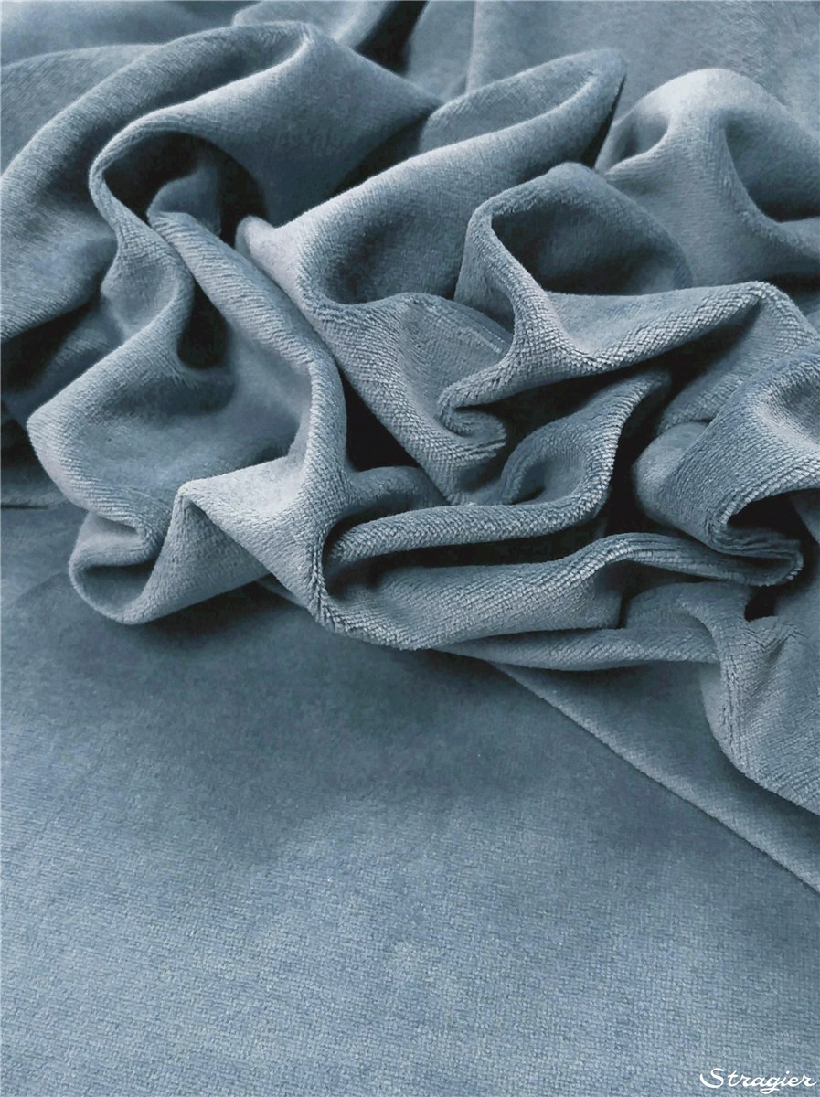 Jersey Velours Nicki - Uni - Bleu Denim 