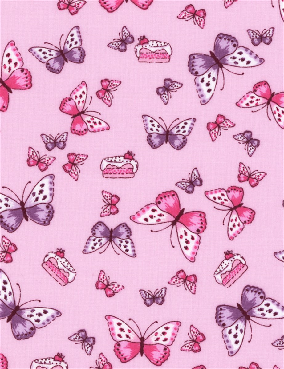 Batiste de Coton - Borboleta - Rose-Lilas 
