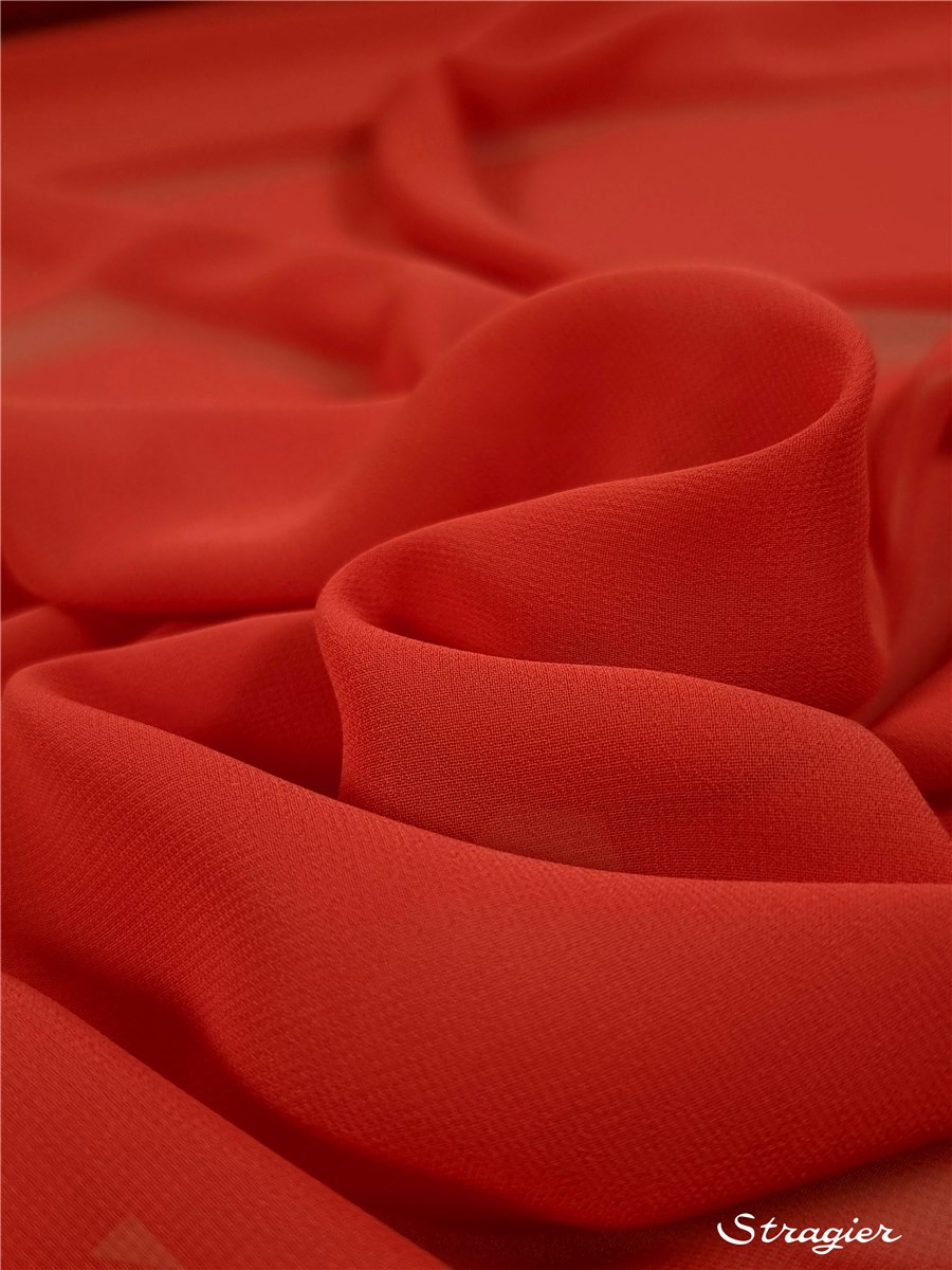 Crêpe Georgette Soft - Uni - Rouge