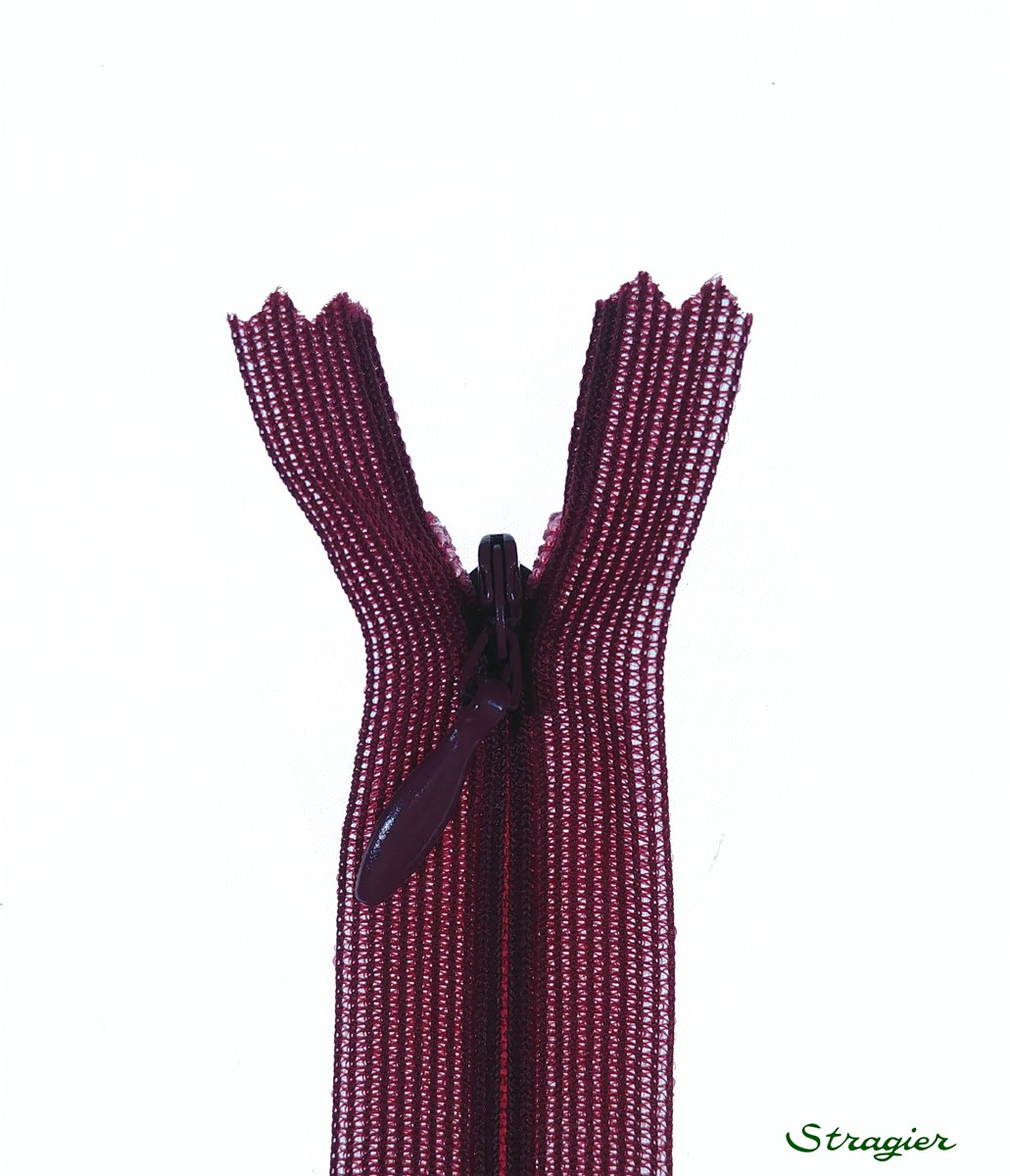 Fermeture Invisible - - - Bordeaux Foncé - 22 cm