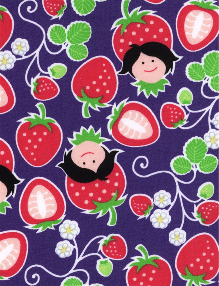 Popeline de coton HamburgerLiebe - Strawberry Picking - Mauve 
