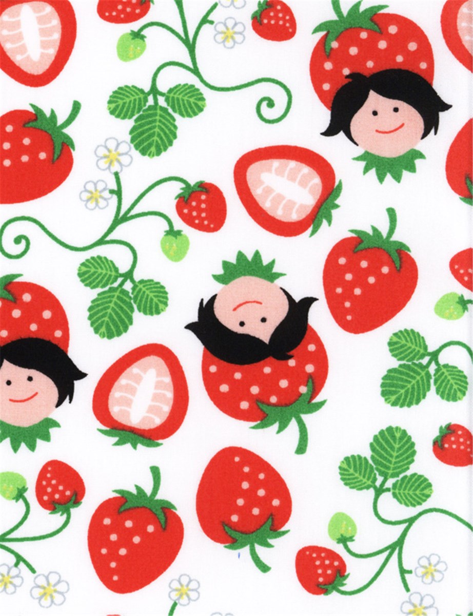 Popeline de coton HamburgerLiebe - Strawberry Picking - Blanc 