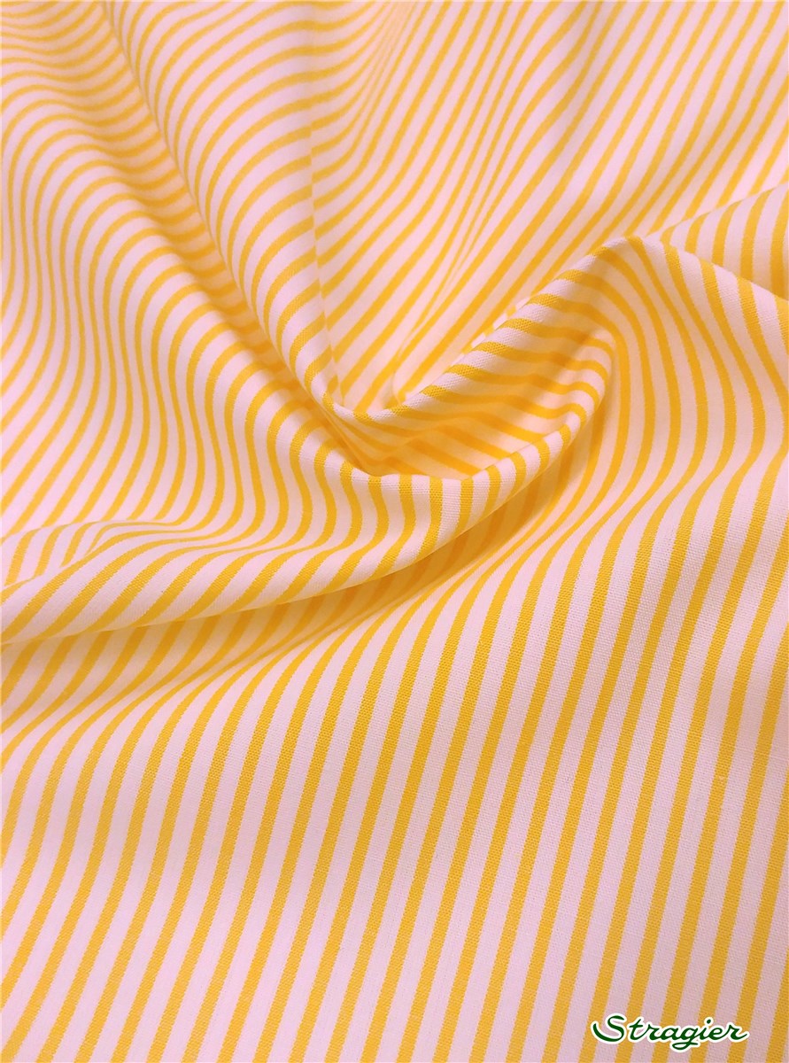Cotton Poplin - Rayures 2mm - Jaune Soleil