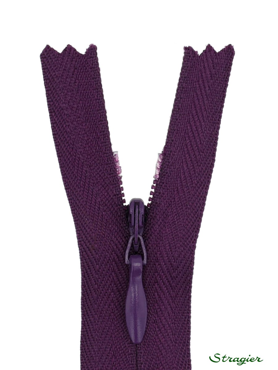 Zip Invisible -  - Prune bleutée - 22 cm