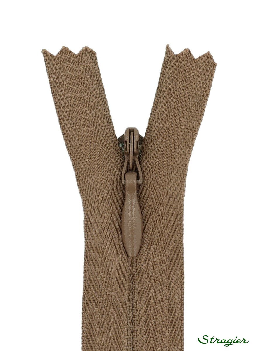 Zip Invisible -  - Brun nougat - 22 cm