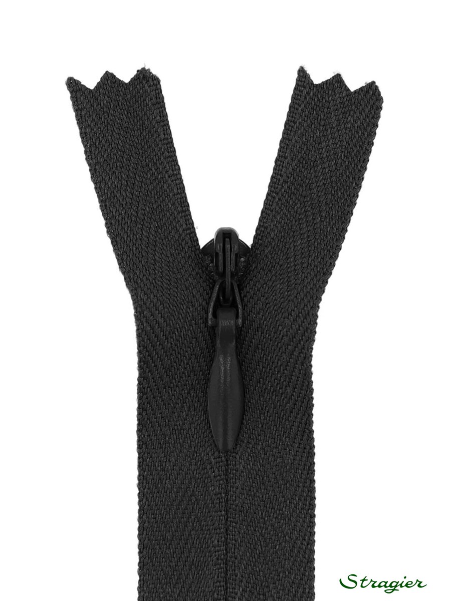 Zip Invisible - - Noir Jet - 22 cm