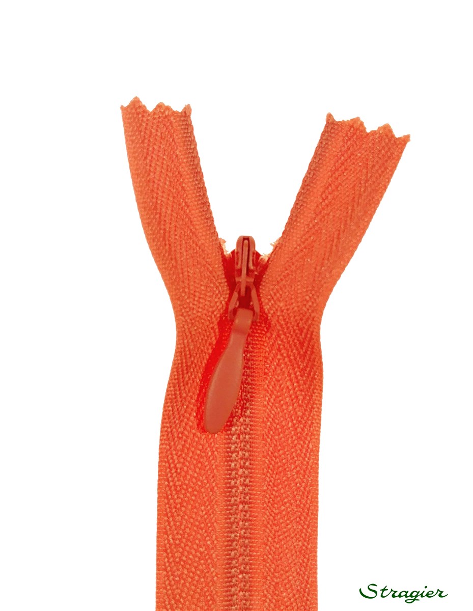 Zip Invisible -  - Orange rouge - 60 cm