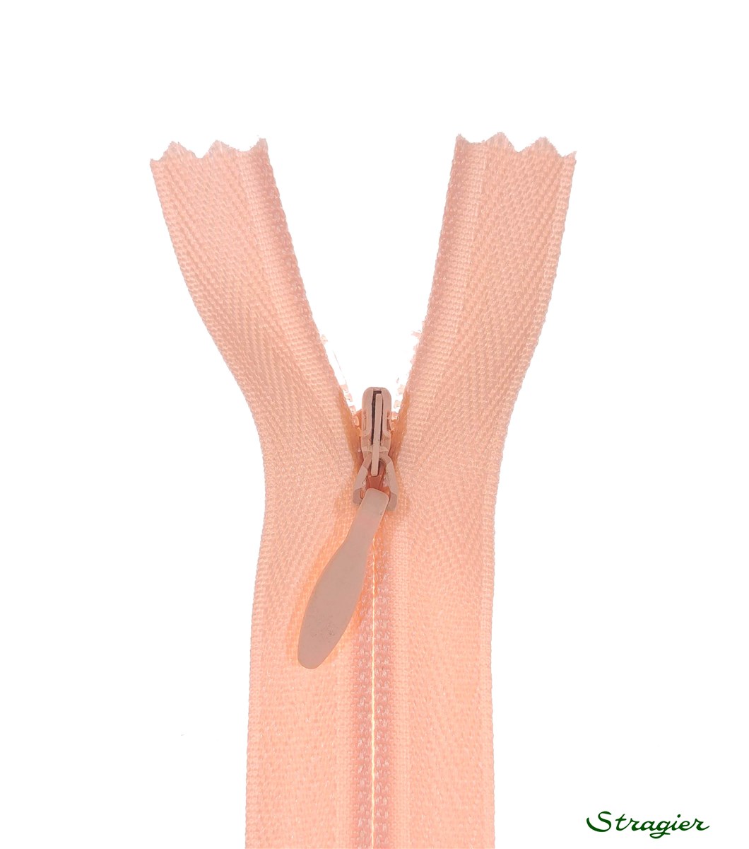 Zip Invisible - - Rose coquillage - 60 cm