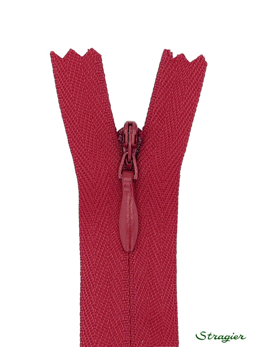 Zip Invisible - - Rouge Grenat - 60 cm