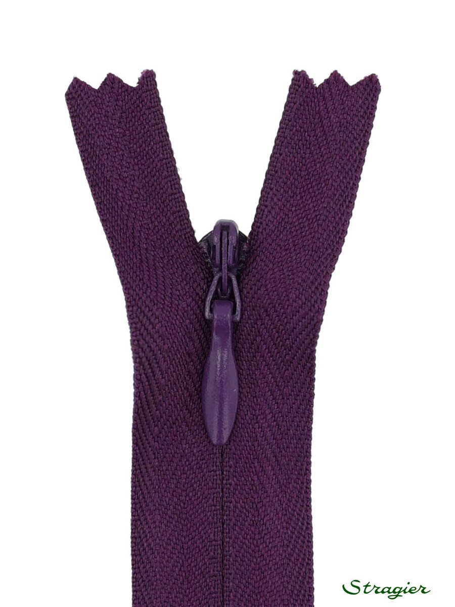 Zip Invisible - - Prune bleutée - 60 cm