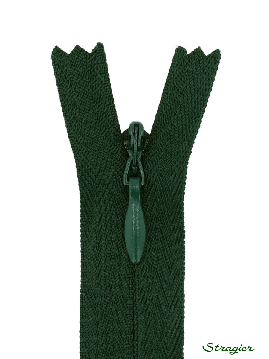 Zip Invisible - - Vert bouteille - 60 cm