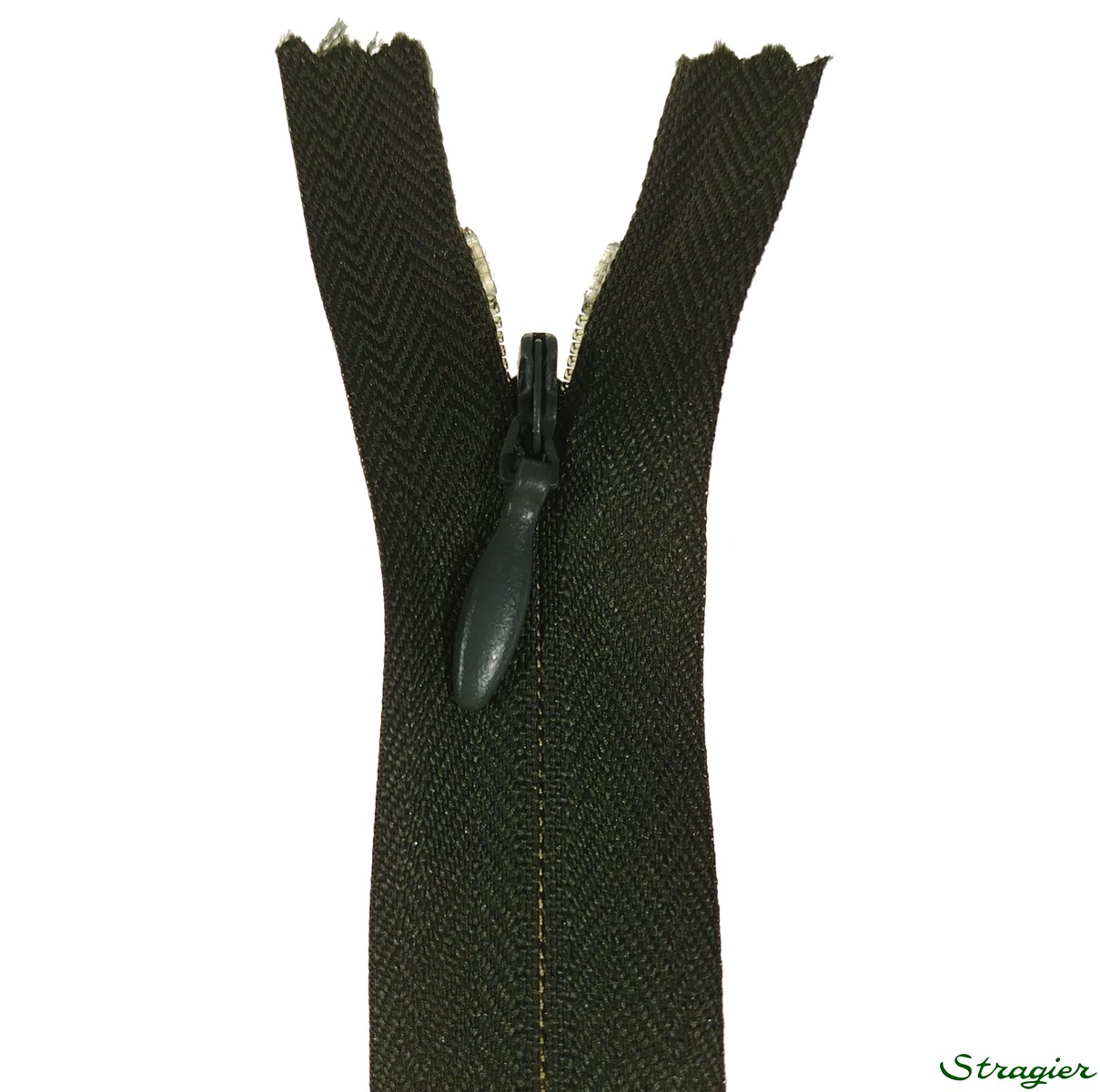 Zip Invisible - - Vert Bronze - 60 cm