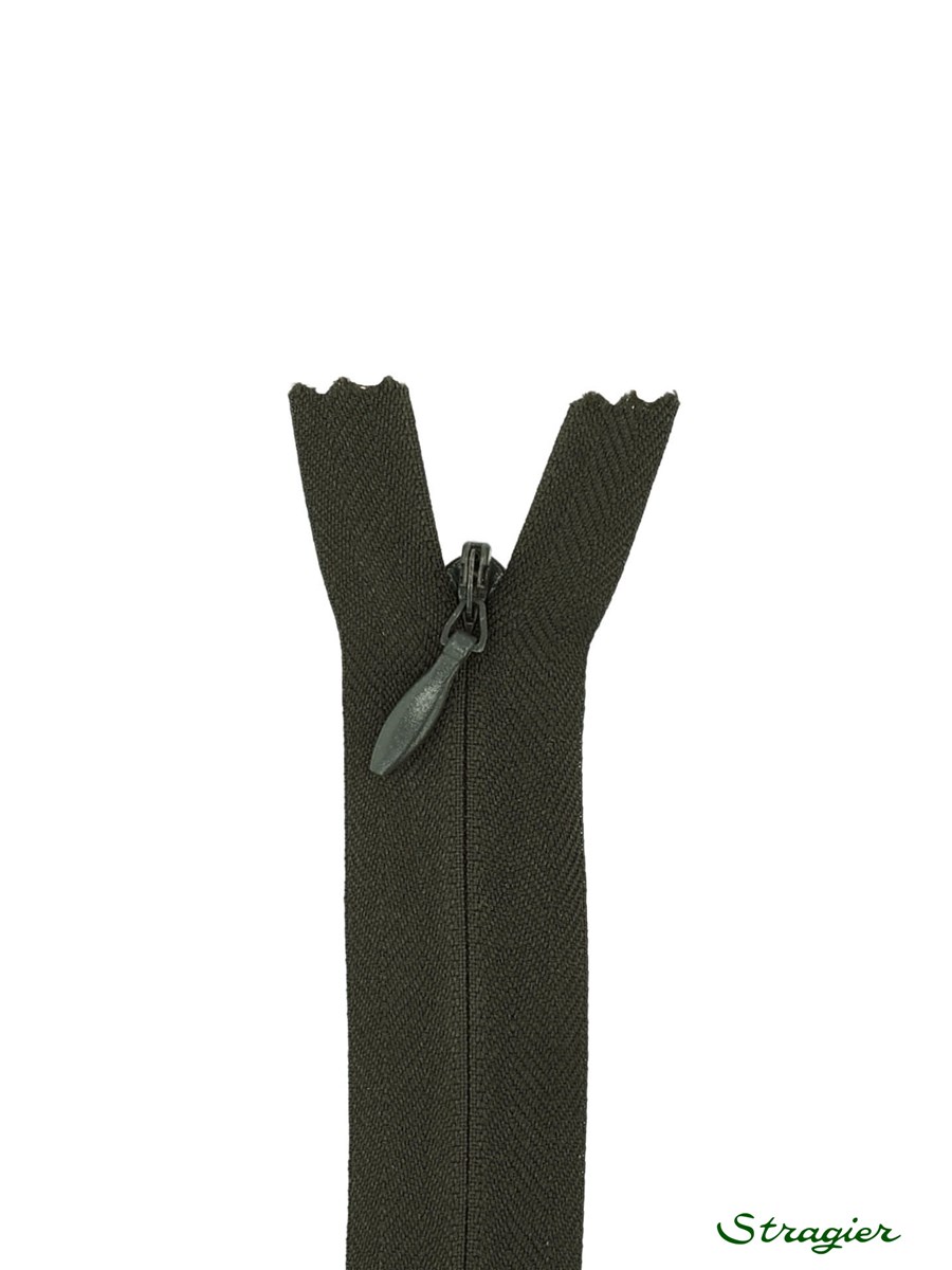 Zip Invisible -  - Olive Noire - 22 cm
