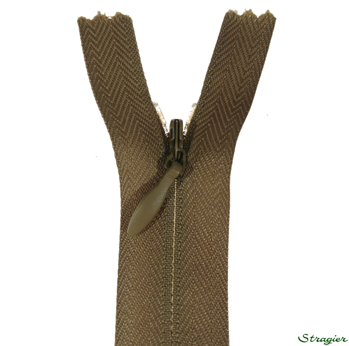 Zip Invisible - - Vert de gris bruni - 60 cm