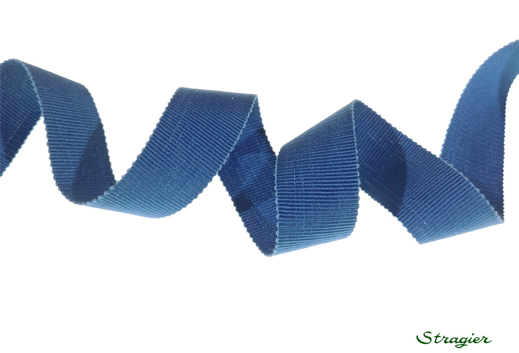 Gros Grain Coton - uni - Bleu - 25 mm