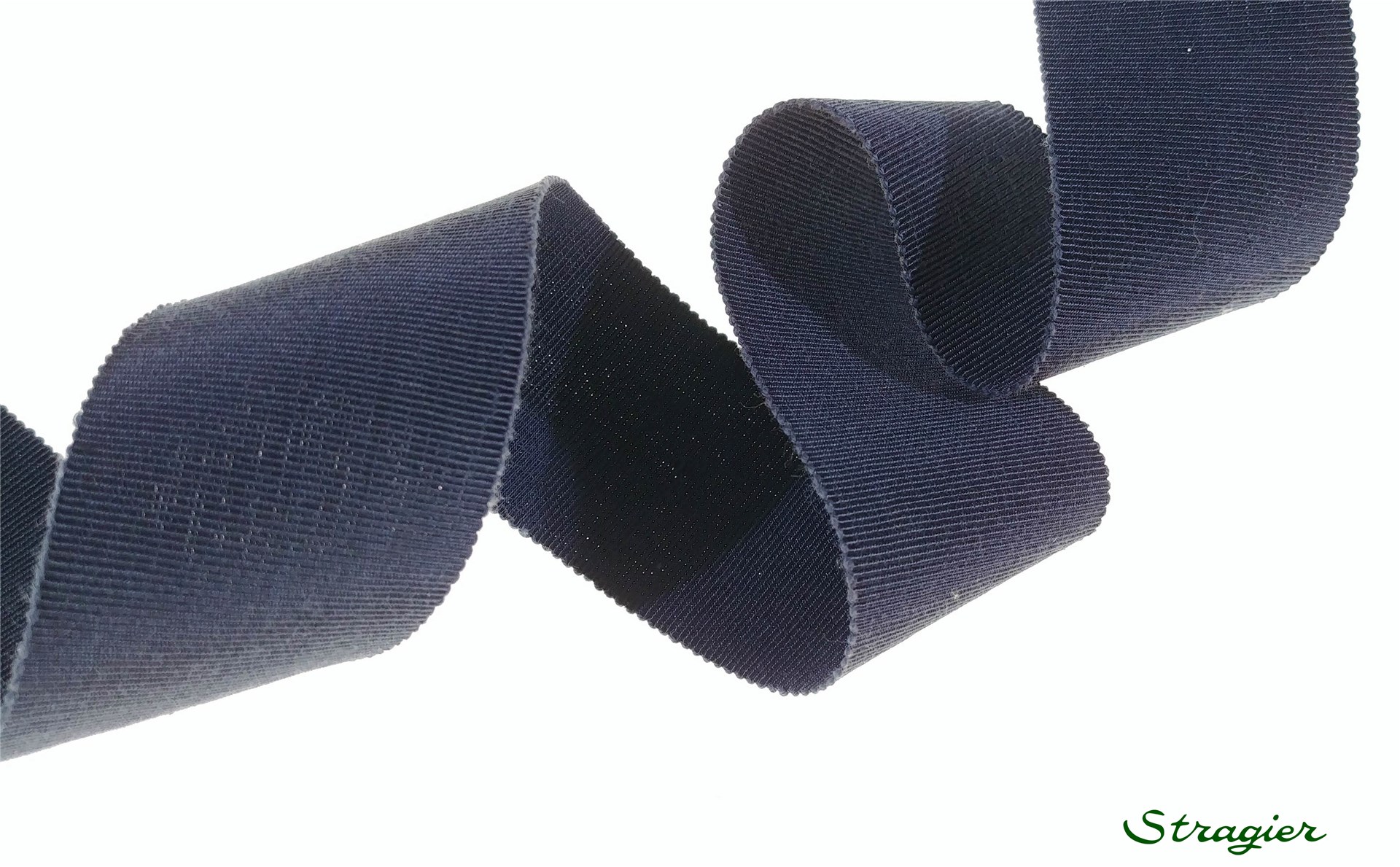 Gros Grain "Savoir-Faire" - uni - Bleu Grisé Foncé - 38 mm