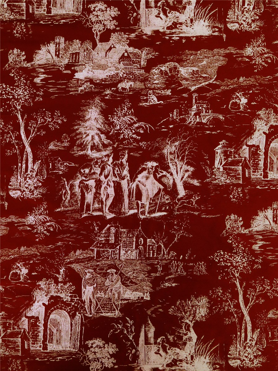 Soie Windsor - Toile de Jouy - Rubis