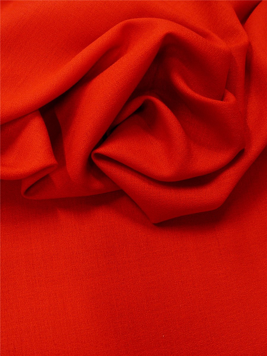 Pure Wool Crepe - Plain - Rouge Coquelicot