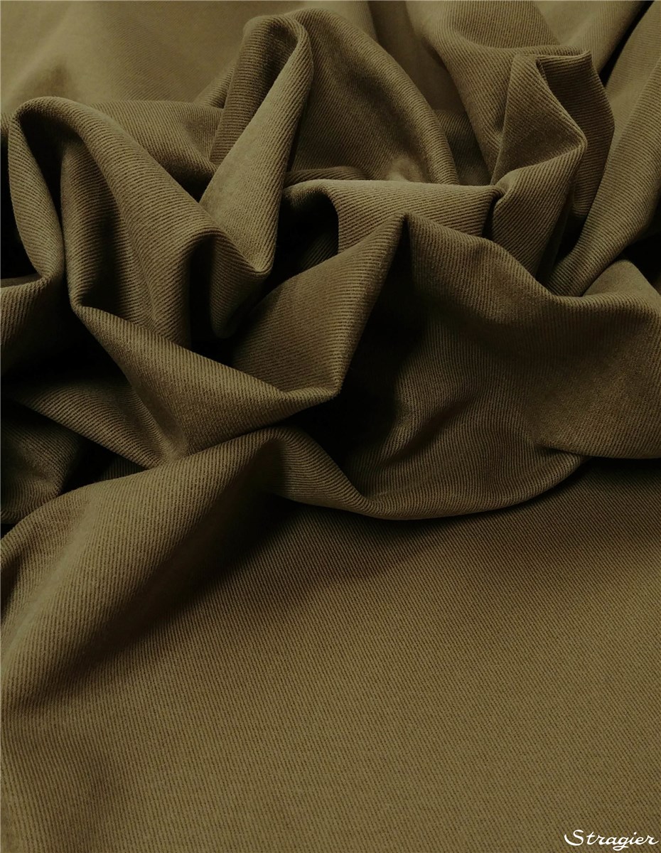 Coton sergé émerisé - Uni - Beige Taupé 