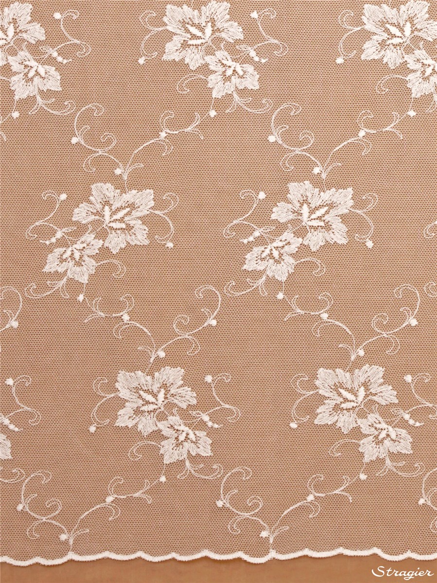Broderie sur tulle de Coton - Lady - Ivoire Stragier - 130 cm
