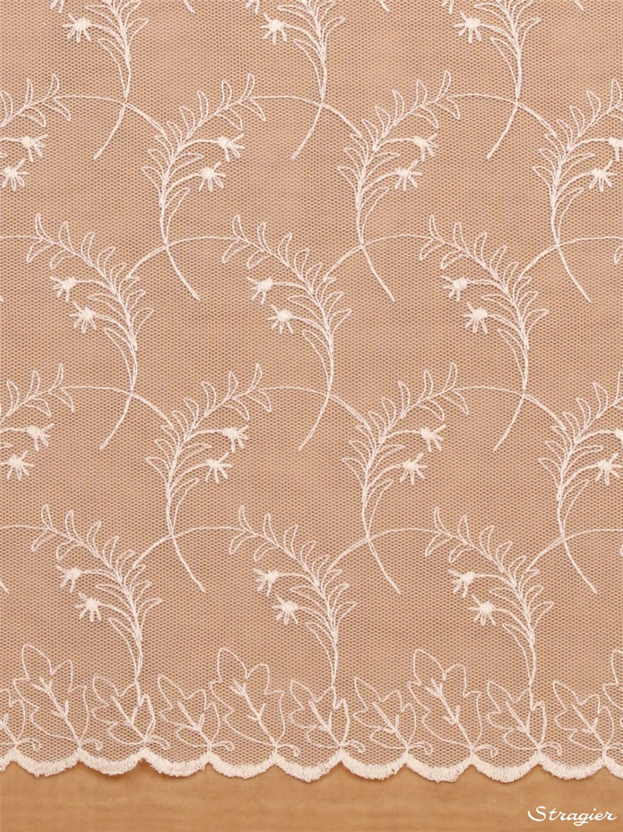 Broderie Coton sur Tulle - Tandem - Ivoire Stragier - 140 cm
