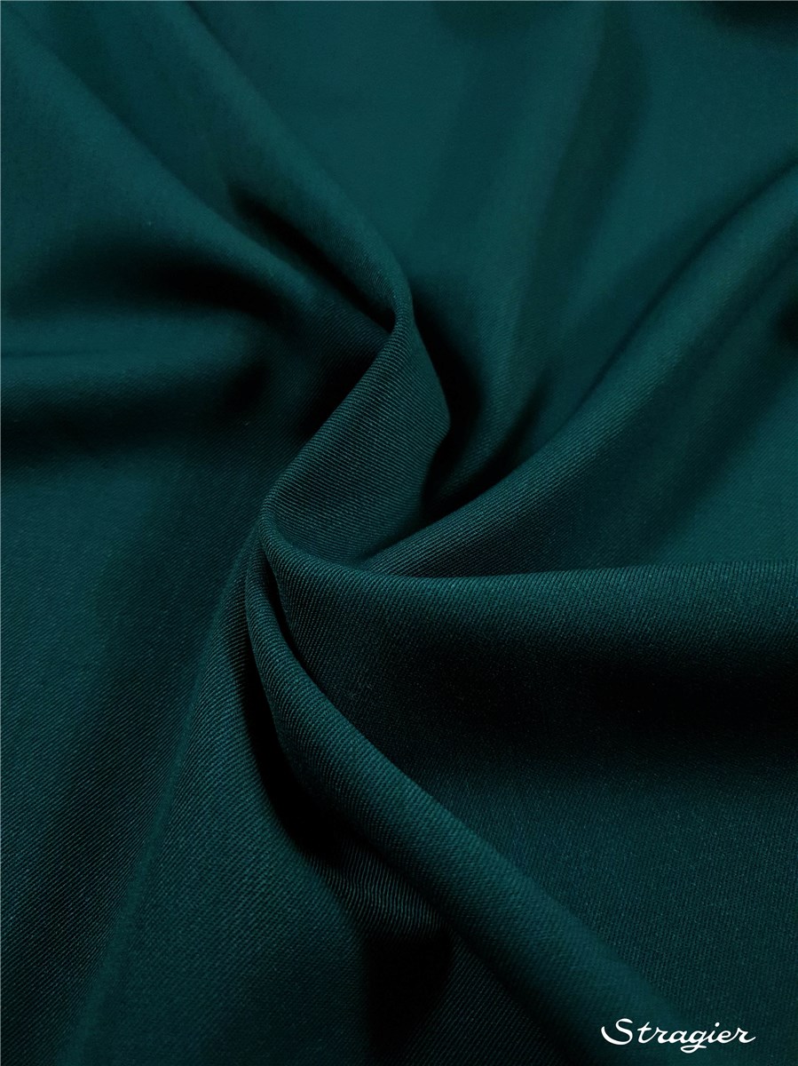 Twill Laine Micro bi-stretch - Uni - Vert Canard